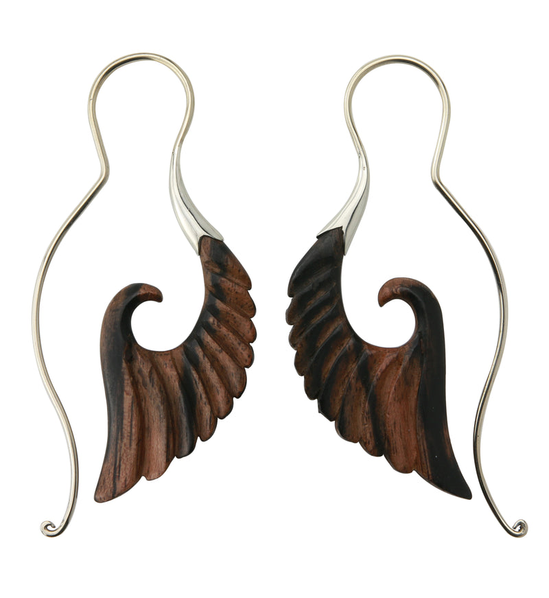 18G Cherub Wing White Brass Wood Hangers / Earrings