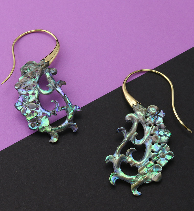 18G Floral Brass Abalone Hangers / Earrings