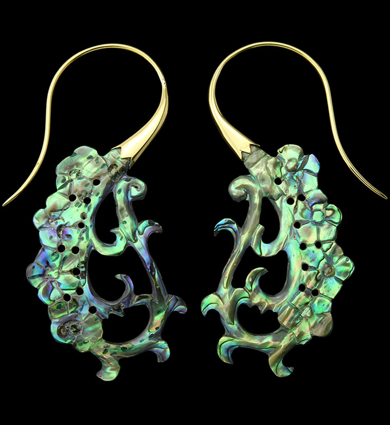 18G Floral Brass Abalone Hangers / Earrings