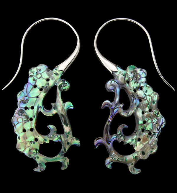 18G Floral White Brass Abalone Hangers / Earrings