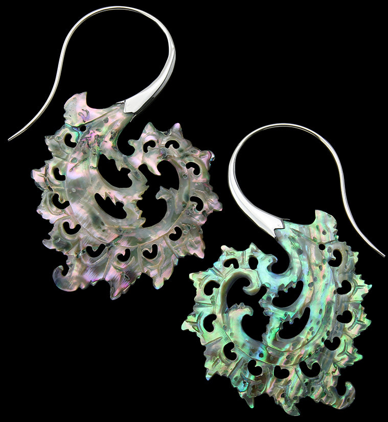 18G Plume White Brass Abalone Hangers / Earrings