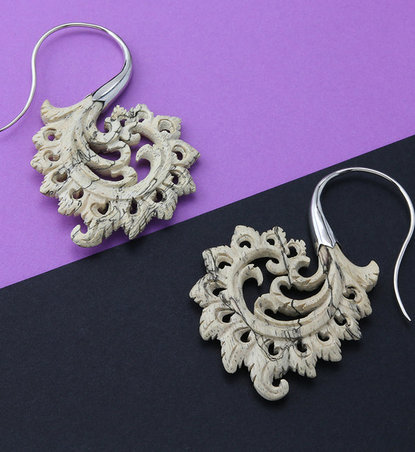 18G Plume White Brass Tamarind Wood Hangers / Earrings