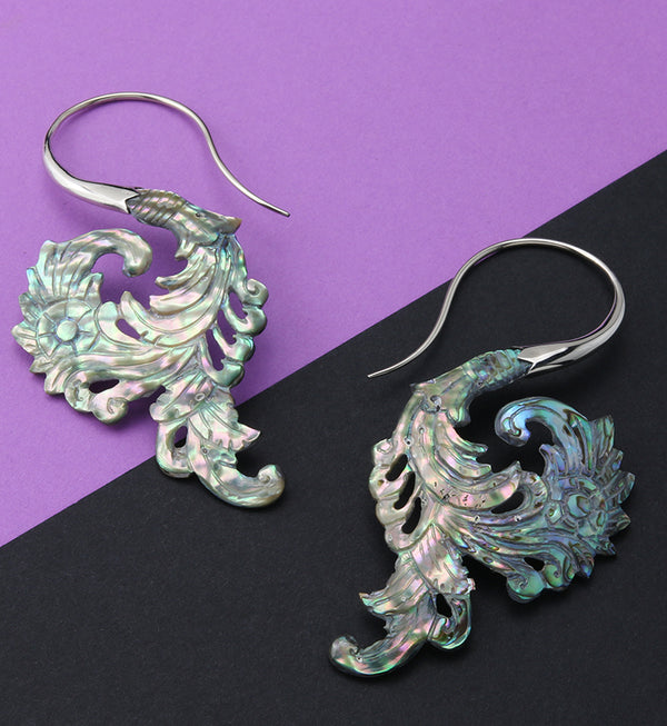 18G Sprig White Brass Abalone Hangers / Earrings