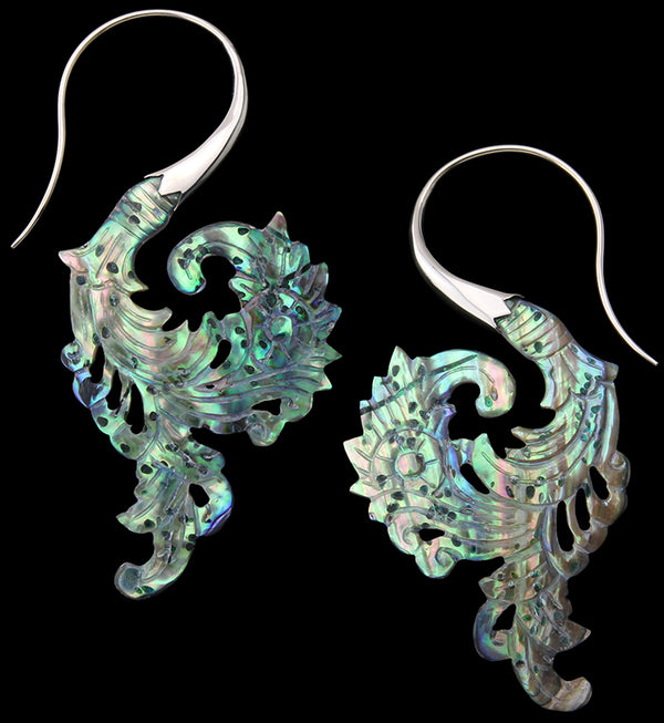 18G Sprig White Brass Abalone Hangers / Earrings