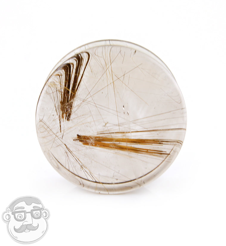 Rutilated Quartz Stone Plugs 1 Inch (25mm)