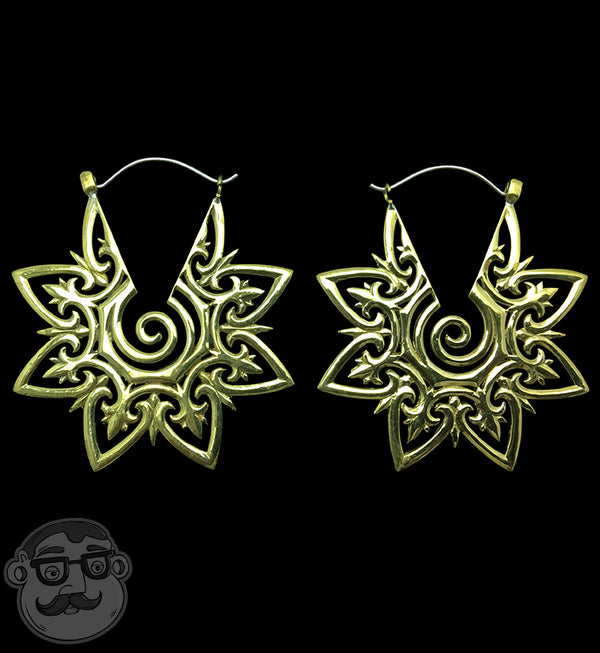 18G Tribal Star Brass Hoop Earrings