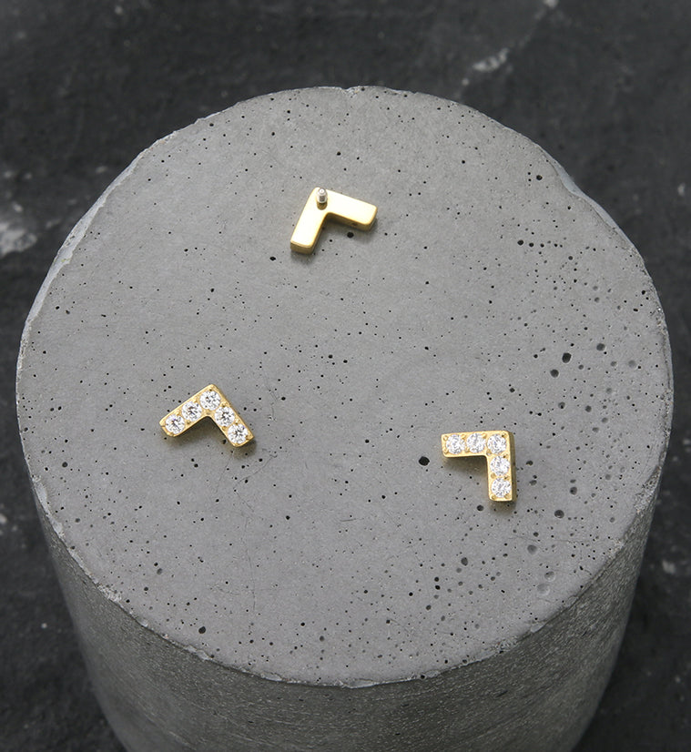 24kt Gold Dart CZ Internally Threaded Titanium Top