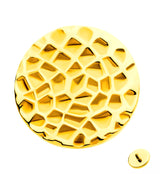 24kt Gold PVD Hammered Disk Internally Threaded Titanium Top