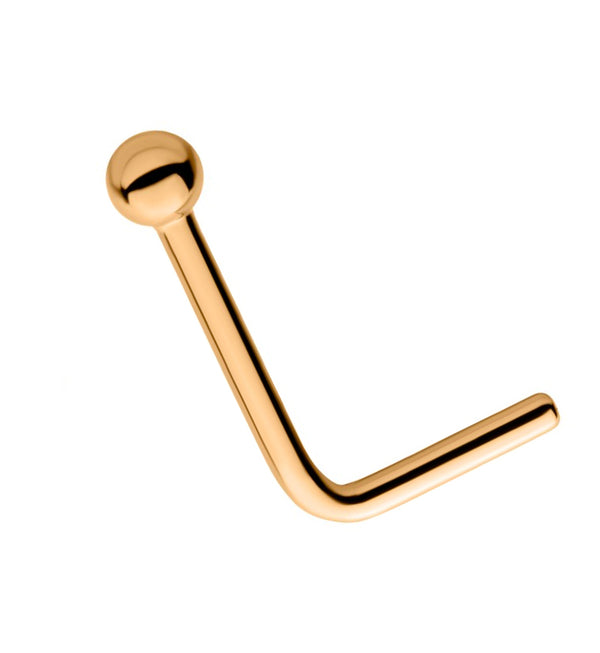 24kt Gold PVD Titanium Ball L Bend Nose Ring