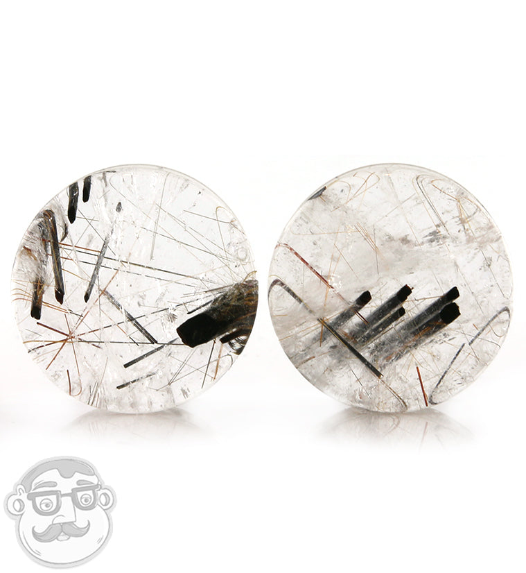 Rutilated Quartz Stone Plugs 1 Inch (25mm)