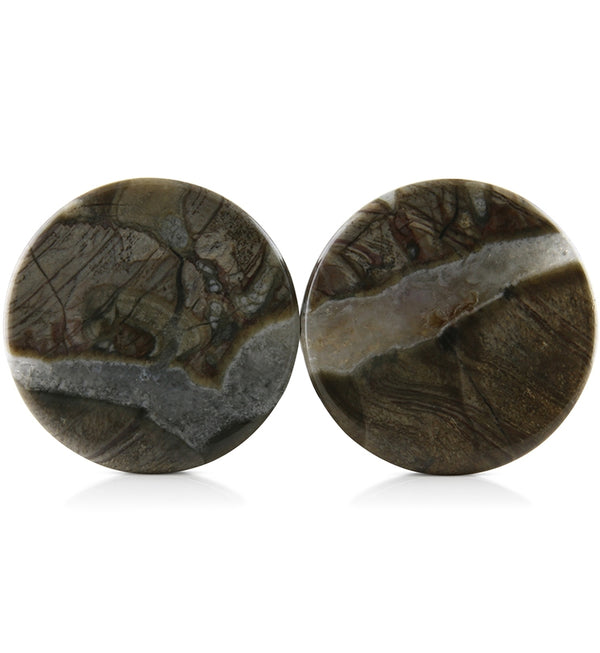 Mushroom Jasper Stone Plugs 1 Inch (25mm) Version 1