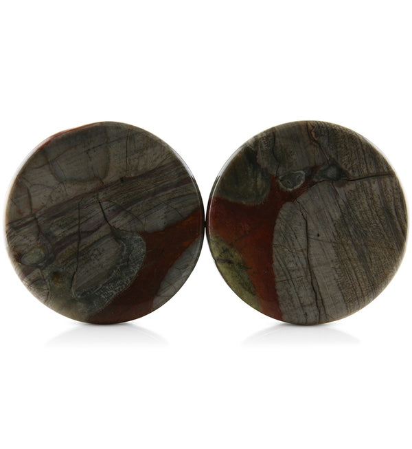 Mushroom Jasper Stone Plugs 1 Inch (25mm) Version 2