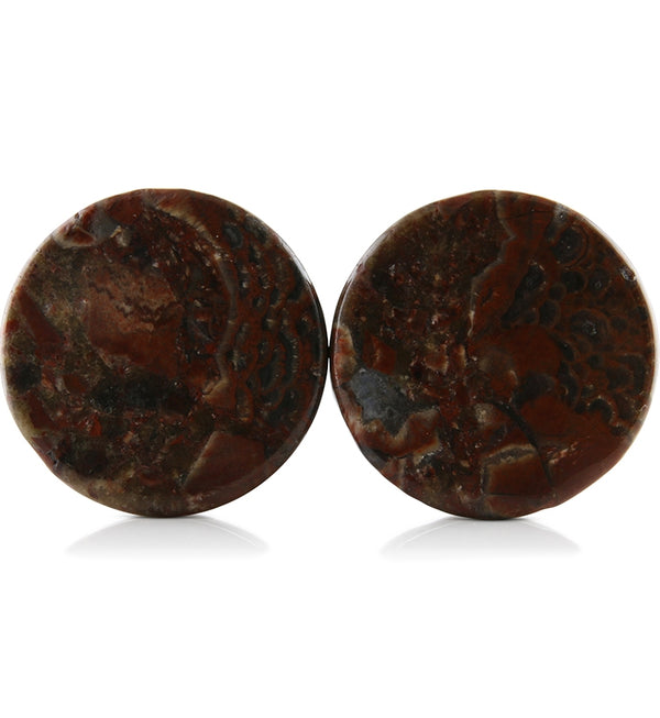 Mushroom Jasper Stone Plugs 1 Inch (25mm) Version 5