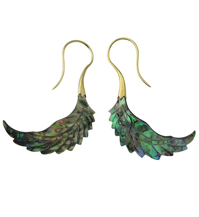 18G Pinion Brass Abalone Hangers / Earrings