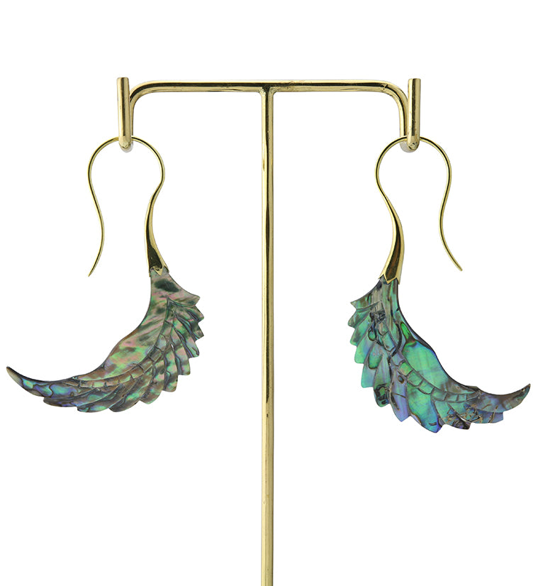 18G Pinion Brass Abalone Hangers / Earrings