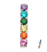 Rainbow CZ Bar Threadless Titanium Top