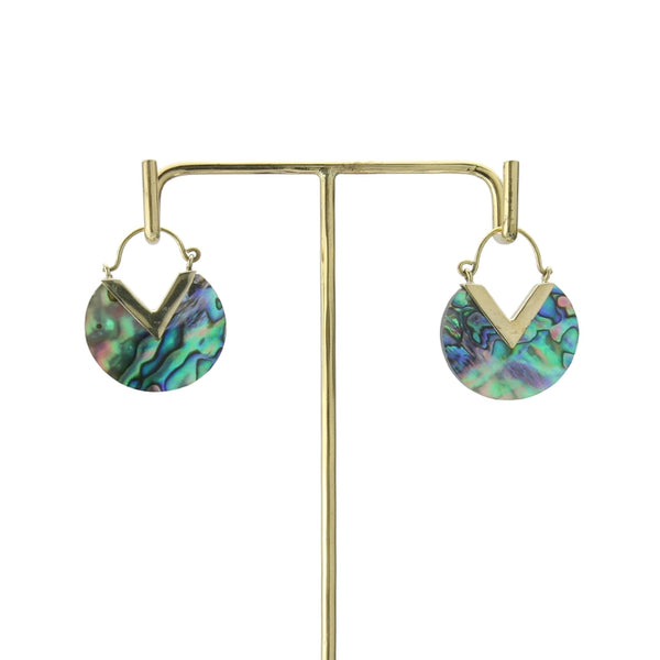 18G Abalone Shell Disk Hoop Earrings