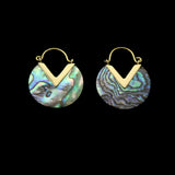 18G Abalone Shell Disk Hoop Earrings