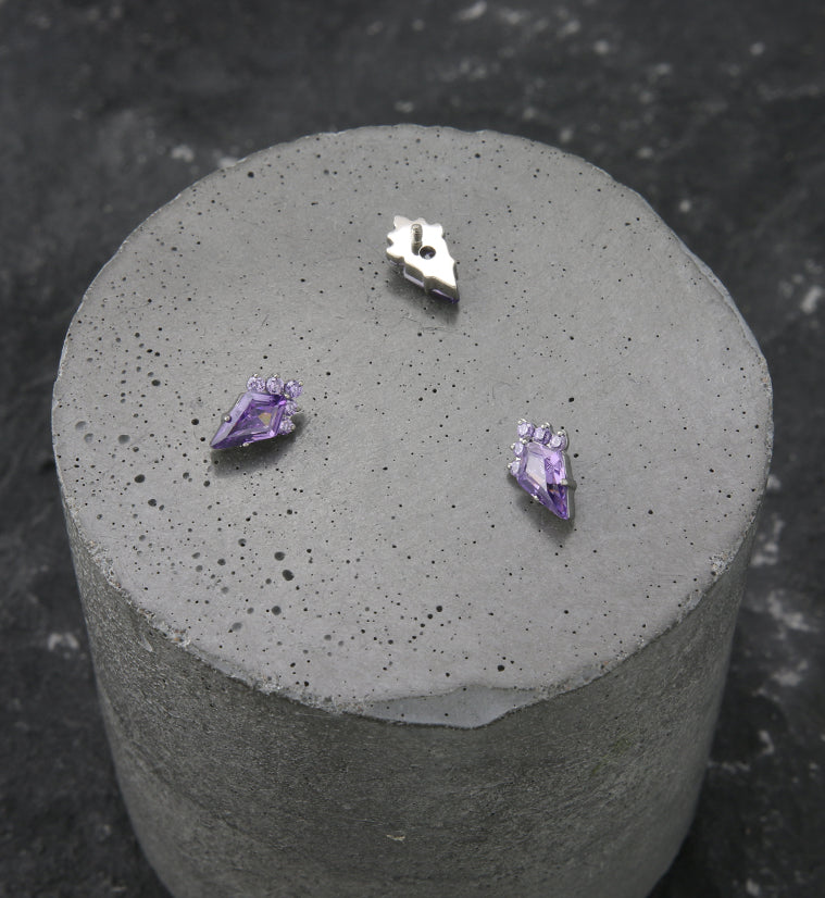 Adorn Amethyst CZ Internally Threaded Titanium Top