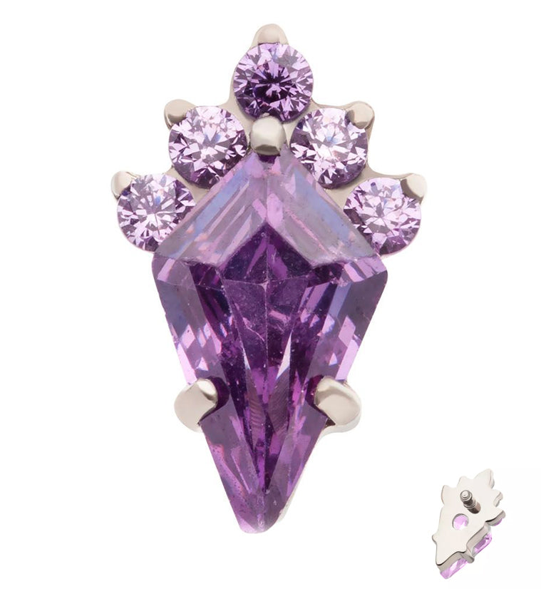 Adorn Amethyst CZ Internally Threaded Titanium Top