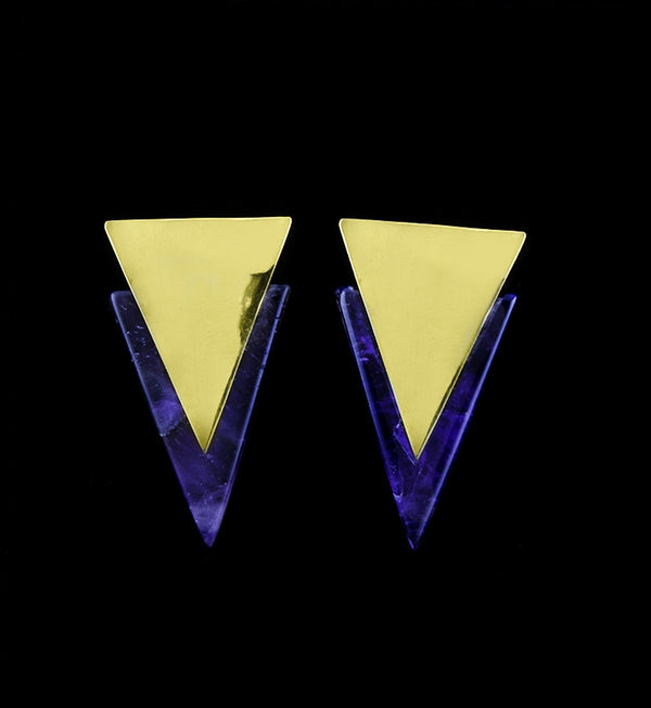 Amethyst & Brass Nabla Ear Weights