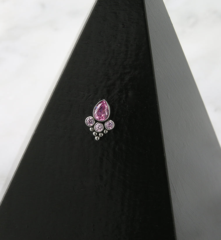 Amulet Beaded Pink CZ Titanium Threadless Top