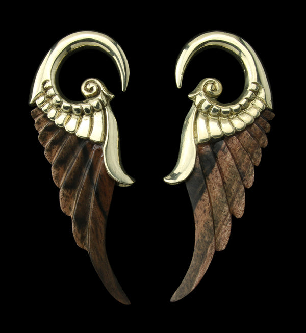 Angel Wing Areng Wood Brass Ear Weights