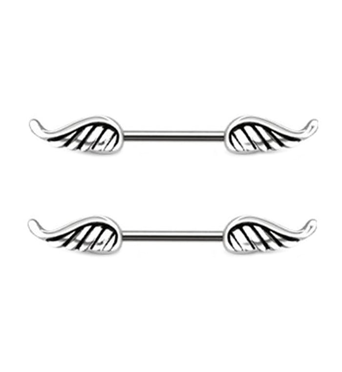 14G Angel Wings Nipple Ring Barbell UrbanBodyJewelry