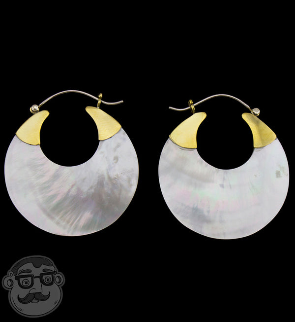 18G Annular Mother of Pearl Hoop Earrings