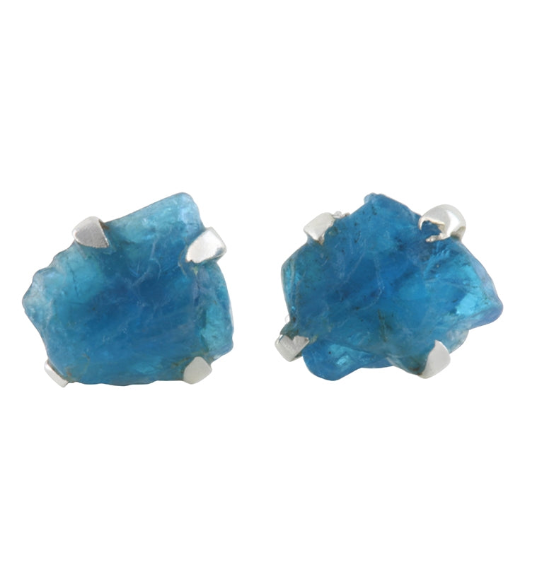 Apatite Stone Prong Set Sterling Silver Earrings