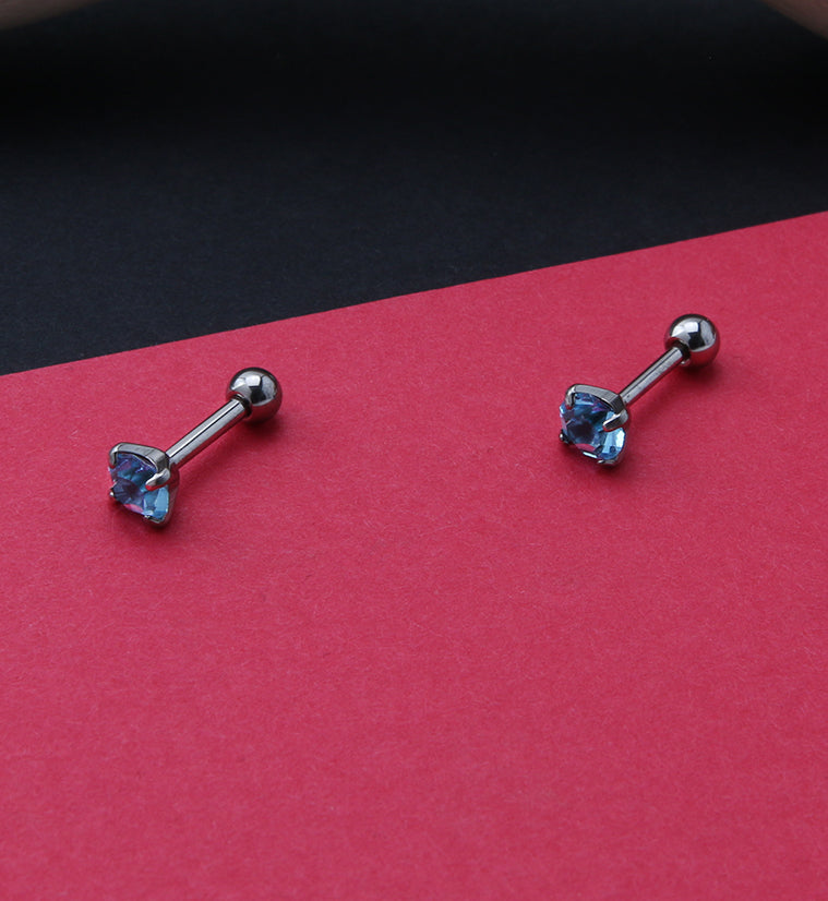 Aqua CZ Titanium Cartilage Barbell