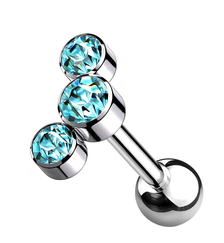 Aqua Gem Cluster Titanium Cartilage Barbell