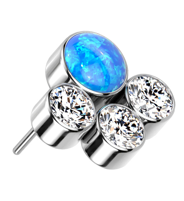 Array Blue Opalite Clear CZ Titanium Threadless Top