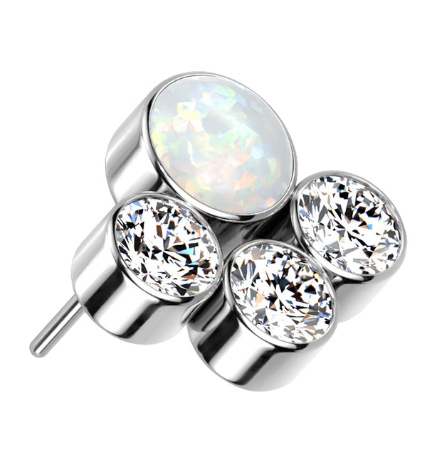 Array White Opalite Clear CZ Titanium Threadless Top