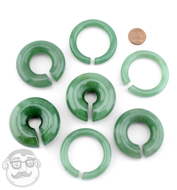 Green Aventurine Stone Hoop Plugs