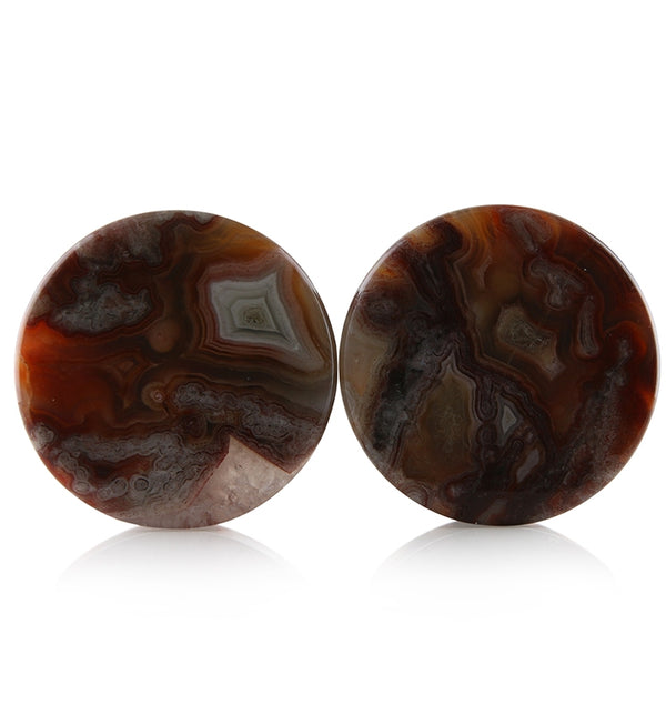 Laguna Lace Agate Stone Plugs 1 Inch (25mm) Version 5