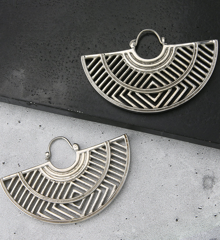 Barred White Brass Hangers - Earrings