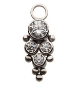 Beaded Array Clear CZ Titanium Charm