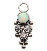 Beaded Array White Opalite Clear CZ Titanium Charm