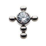 Beaded Cross CZ Titanium Threaded End