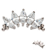 Beaded Half Crown CZ Internally Threaded Titanium Top