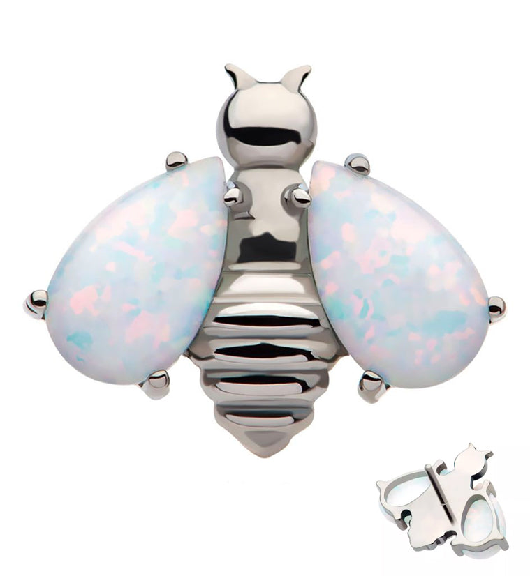 Bee White Opalite Wings Threadless Titanium Top