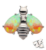 Bee Yellow Opalite Wings Threadless Titanium Top