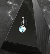 Bezel Aqua CZ Titanium Threadless Belly Button Ring Base