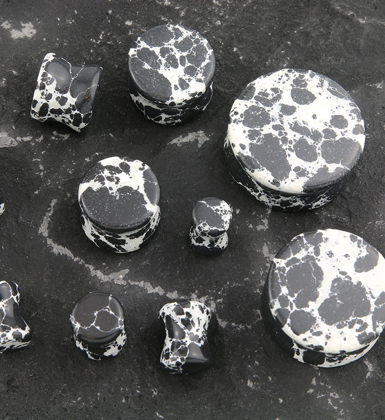 Black And White Howlite Stone Plugs (2G - 1