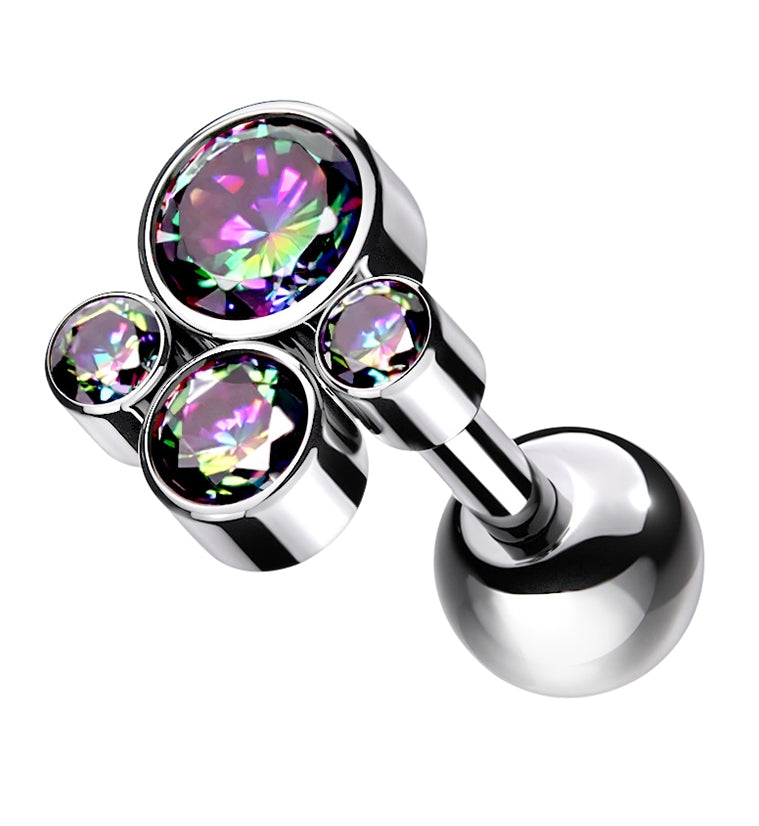 Black Aurora CZ Bunch Titanium Cartilage Barbell