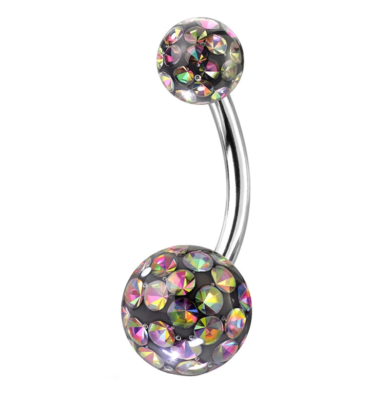 Black Aurora Glitterball Belly Button Ring