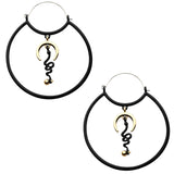 Black PVD Crescent Snake Stainless Steel Plug Hoops