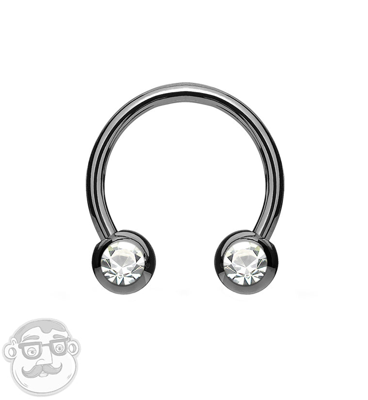 Black Pvd Cz Circular Barbell 3071