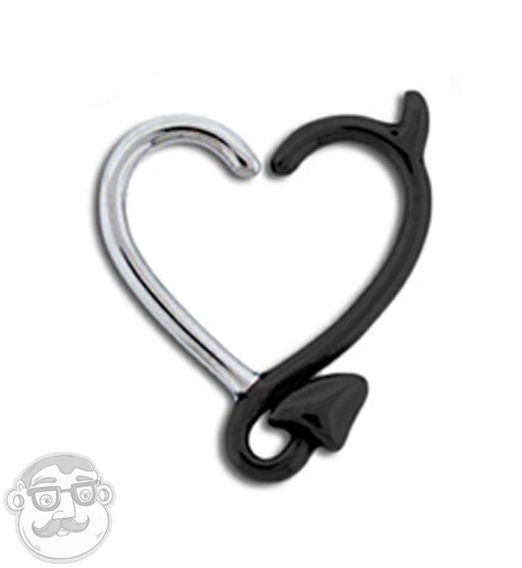 16G Black Devil Heart Daith Ring